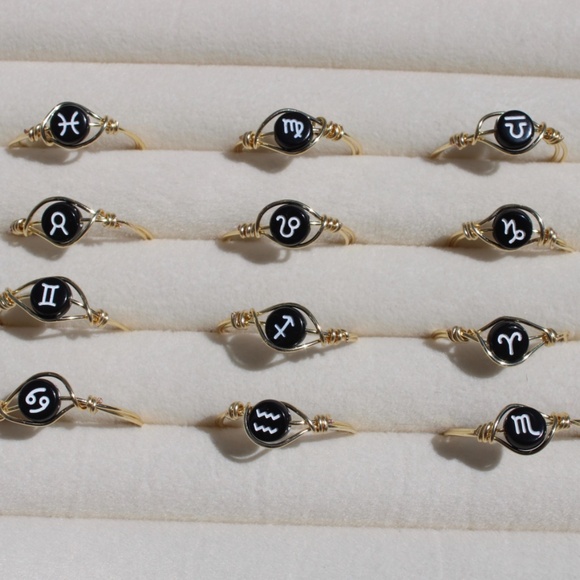 Aquarius Zodiac Sign Ring | Adjustable Ring | Zodiac Ring | Aquarius - Picture 5 of 5